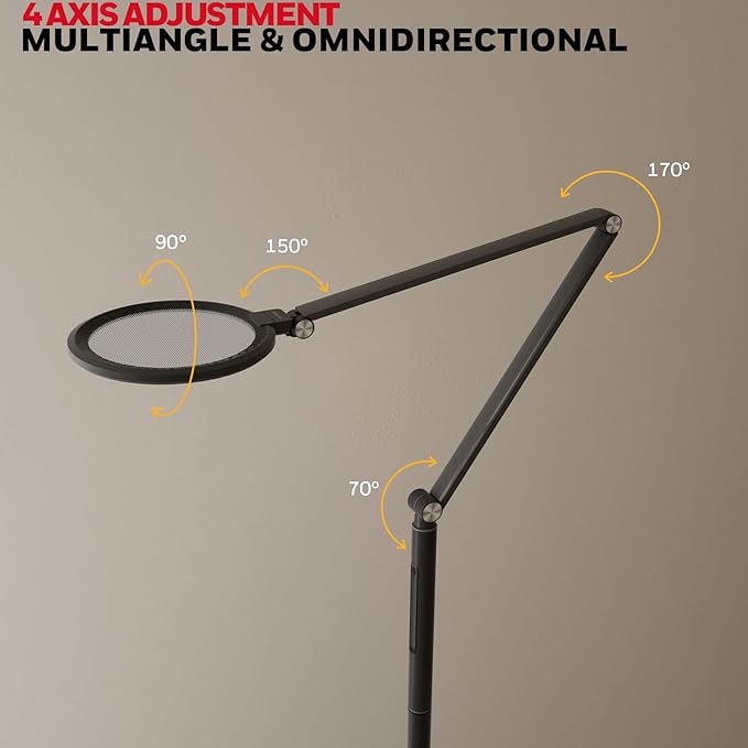 Honeywell LED Floor Lamp - F01BK Sunturalux™ Eye Caring Dimmable Standing Light with Remote,Bright Natural Daylight 5 Colors & 5 Brightness Adjustable Tall Lampara for Home Office Living Room Bedroom - LeafyLoom