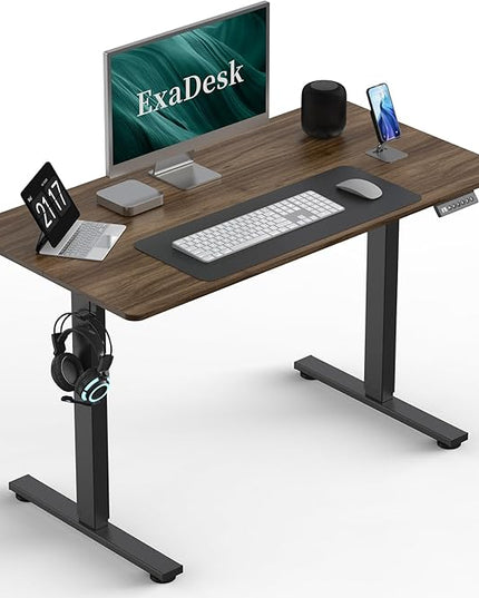 40 * 24 Inches Electric Standing Desk, Adjustable Height Sit Stand Up Desk with 3 Memory Presets, Motorized Home Office Computer Gaming Workstation Desk, Espresso - LeafyLoom
