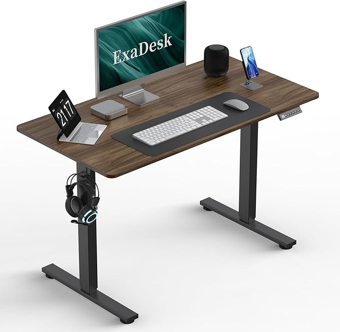 40 * 24 Inches Electric Standing Desk, Adjustable Height Sit Stand Up Desk with 3 Memory Presets, Motorized Home Office Computer Gaming Workstation Desk, Espresso - LeafyLoom
