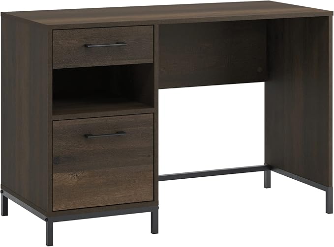 Sauder North Avenue Pedestal Home Office Desk, L: 41.97" x W: 18.50" x H: 28.15", Smoked Oak Finish - LeafyLoom