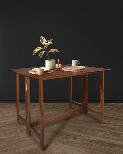 Casual Home Solid Wood Folding Convertible Dining Console Table, 40" W x 28" D x 30" H, Warm Brown - LeafyLoom