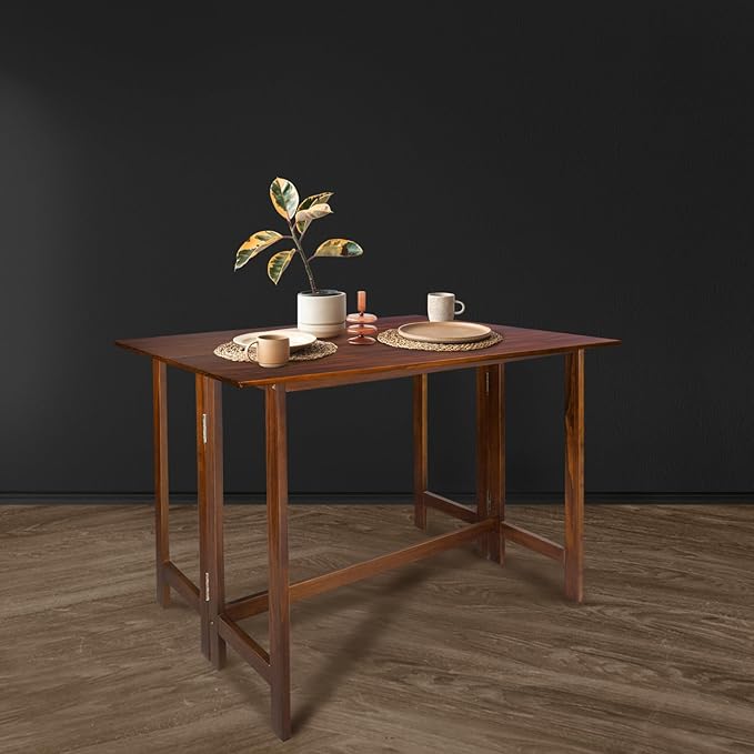 Casual Home Solid Wood Folding Convertible Dining Console Table, 40" W x 28" D x 30" H, Warm Brown - LeafyLoom