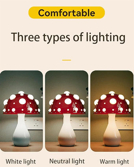 Juodke Mushroom lamp, LED 3 Colors Dimmable Mushroom Cloud Decor Lamp, Aesthetic Room Decor Ambient Glowshroom Lamp, for Bedroom, Living Room, Office (Bulb Included) (Red) - LeafyLoom