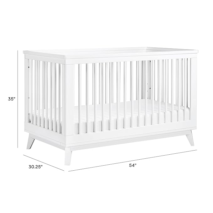 Babyletto Scoot 3-in-1 Convertible Crib with Toddler Bed Conversion Kit in White, Greenguard Gold Certified - LeafyLoom