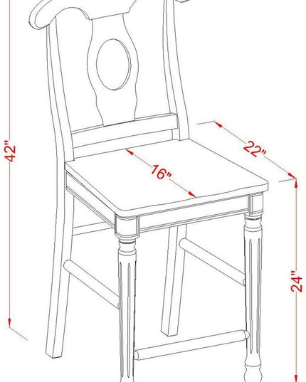 East West Furniture SUKE5H-BMK-W Sudbury 5 Piece Kitchen Counter Height Dining Set Includes a Round Table with Dropleaf & Shelves and 4 Wooden Chairs, 42x42 Inch - LeafyLoom