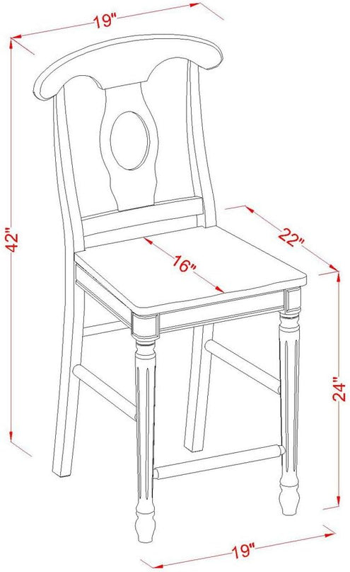 East West Furniture SUKE5H-BMK-W Sudbury 5 Piece Kitchen Counter Height Dining Set Includes a Round Table with Dropleaf & Shelves and 4 Wooden Chairs, 42x42 Inch - LeafyLoom