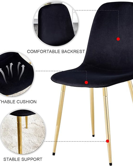 NicBex Dining Chairs Set of 4 Modern Upholstered Velvet Dining Room Kitchen Chairs with Golden Metal Legs,Side Chairs for Dining Room, Kitchen,Living Room, and Restaurants,Black - LeafyLoom
