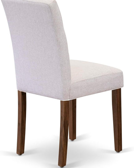 East West Furniture ANAS3-AWA-08 3 Piece Kitchen Set Contain A Modern Table and 2 Mist Beige Linen Fabric Upholstered Dining Chairs, Antique Walnut, 36x36 Inch - LeafyLoom