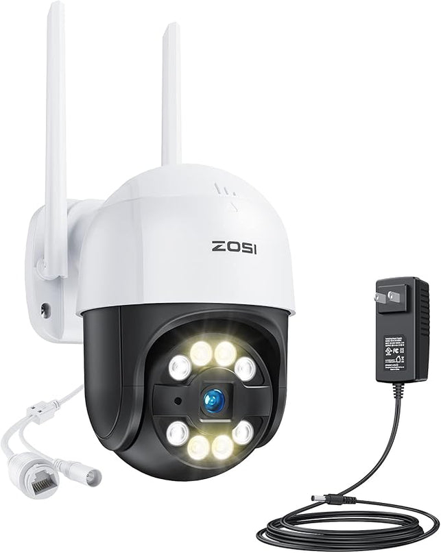 ZOSI C289 2K Pan/Tilt WiFi Add On Camera, 3MP Plug-in Outdoor PT Security Camera, Night Vision, Human Detection, 2 Way Audio, Smart Light Siren, Only Work 2K WiFi NVR System(ZR08RP,ZR08LL) ZOSI