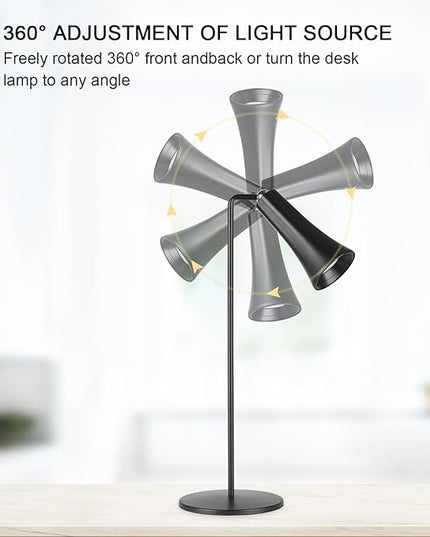 LED Desk Lamp, Cordless Rechargeable Table Lamp with 3 Brightness Levels, Dimmable, Removable Touch Lamp for Reading Bedroom Home Office Study (Black) - LeafyLoom
