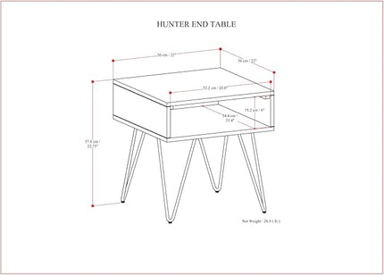 SIMPLIHOME Hunter End Table, 22 inch, Oak Veneer - LeafyLoom
