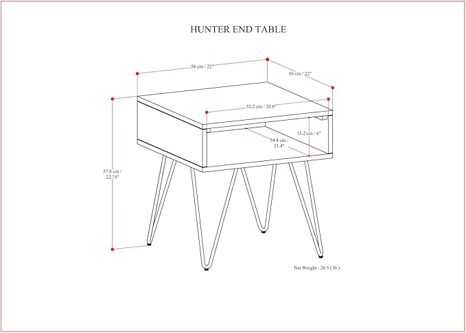 SIMPLIHOME Hunter End Table, 22 inch, Walnut Veneer - LeafyLoom