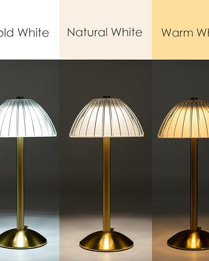 Cordless Table Lamps for Home,Table,Dining Room, Gold Rechargeable Lamps, USB Charge 12'' Tall LED Brass Portable Outdoor Indoor Table Lamp with Built-in Dimmer (Gold) - LeafyLoom