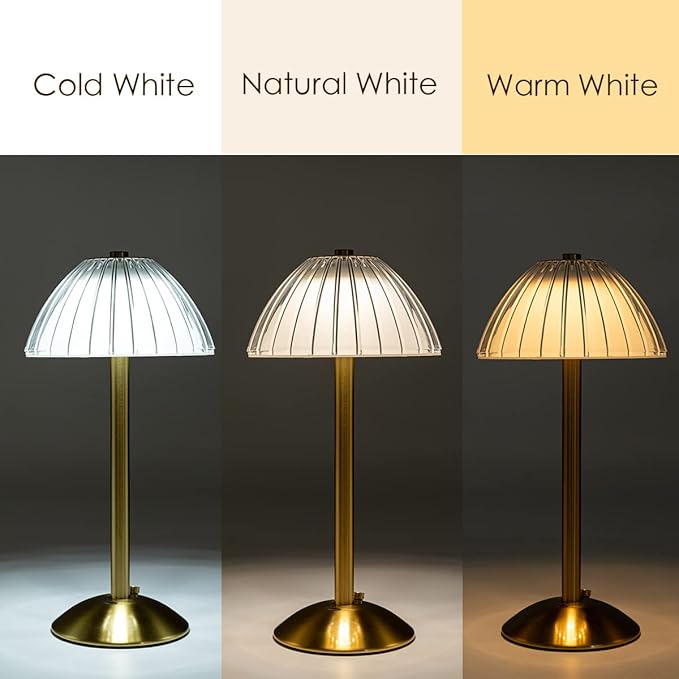 Cordless Table Lamps for Home,Table,Dining Room, Gold Rechargeable Lamps, USB Charge 12'' Tall LED Brass Portable Outdoor Indoor Table Lamp with Built-in Dimmer (Gold) - LeafyLoom
