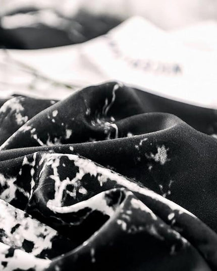 Black Marble Comforter Set King Black Bedding Set Women Black Marble Comforter Set Lightweight Soft Black Marble Bedding Men Durable Black Marble Quilt Set Breathable Bed Comforter Set King - LeafyLoom