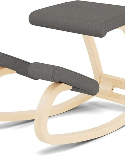 Varier Variable Balans Original Kneeling Chair Designed by Peter Opsvik (Dark Grey Revive Fabric with Natural Ash Base) - LeafyLoom