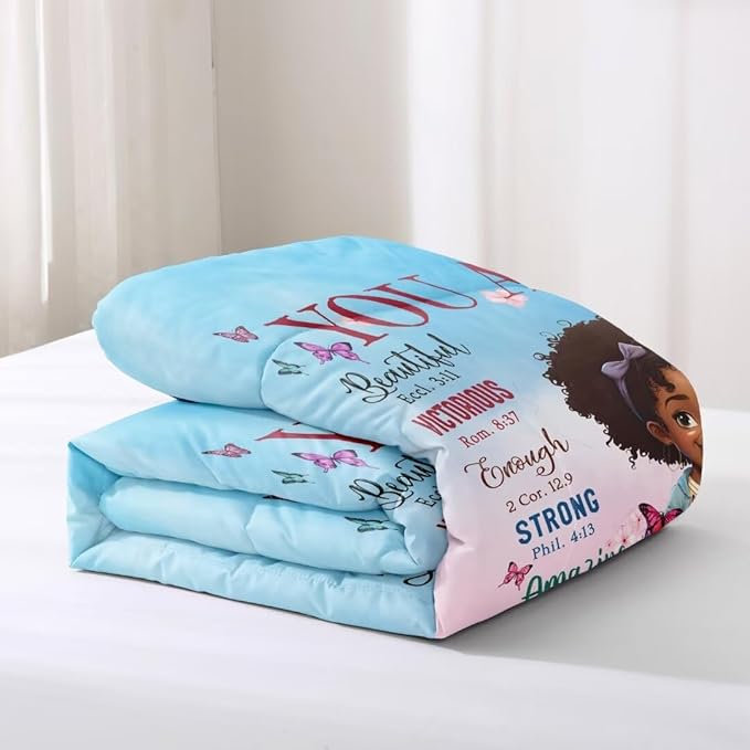 Black Girl Comforter Set Queen for Kids Teens,God Says You are Comforter Set for Black Women,Black Girl Magic Bedding Set,African American Girl Bed Bedroom Set - LeafyLoom