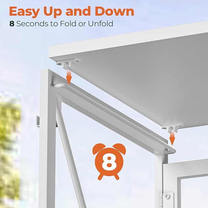 Folding Desk, Small Foldable Desk 39.4 Inch for Small Space, Computer Table Home Office Writing Desk with Storage Bag Headphone Hook, Easy Assembly, White - LeafyLoom