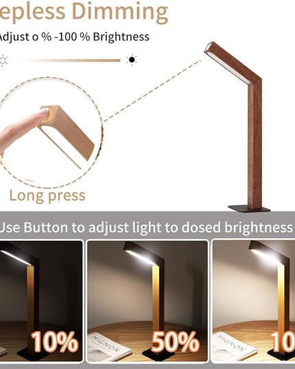 LANDGOO LED Desk Lamp for Home Office,Desk Light Touch Control Foldable Dimmable Lamp Wall Lamp Wooden Night Light (Sapele Wood) - LeafyLoom