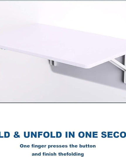 Medium White Folding Wall Desk, 23.6 x 15.8inch, Floating Desk for Small Space, Sturdy Wood, Easy Assembly, Ideal for Home & Commercial Use - LeafyLoom