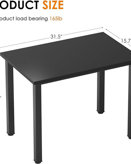 Need Small Desk, 31.5 inch Sturdy Writing Desk for Small Spaces, Small Computer Desk Teens Desk Study Table Laptop Desk Home Ofice Desk, Black Metal Frame, Black - LeafyLoom