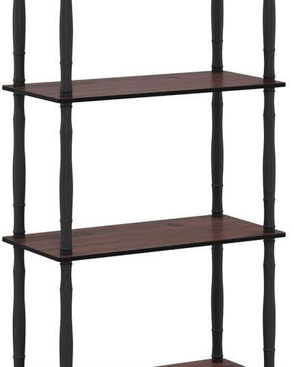 Furinno Turn-N-Tube 4-Tier Multipurpose Shelf Display Rack, Classic Tubes, Dark Cherry/Black - LeafyLoom