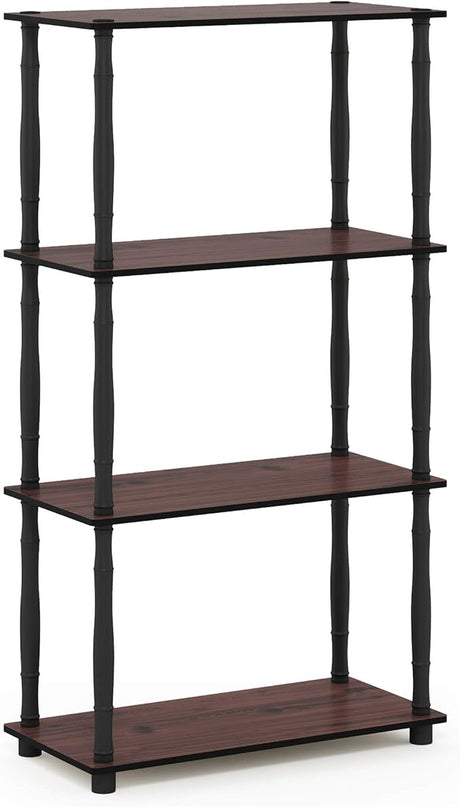 Furinno Turn-N-Tube 4-Tier Multipurpose Shelf Display Rack, Classic Tubes, Dark Cherry/Black - LeafyLoom