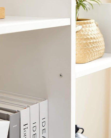 VASAGLE Bookcase, Tree-Shaped Bookshelf with 8 Storage Shelves, Rounded Corners, White 9.8D x 19.7W x 55.1H in, Engineered Wood - LeafyLoom