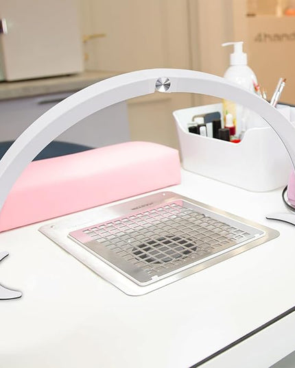 Half Moon Light for Desk, 28.7" Foldable Arch LED Nail Tech Lamp with 7 Color Modes, 10-Level Brightness for Professional Manicure Salon, Tattoo, Eyelash Extensions, Reading- White - LeafyLoom