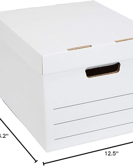 Amazon Basics Medium Duty Storage/Filing Boxes With Lid and Handles, Legal/Letter Size, 12-Pack, White, 16.2" L x 12.5" W x 10.5" H - LeafyLoom