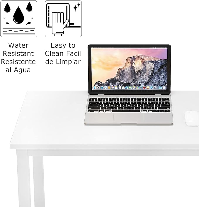 sogesfurniture Large Computer Desk, 62.9 inches Office Desk Computer Desk Gaming Desk Computer Table Sturdy Writing Workstation for Home Office, White - LeafyLoom