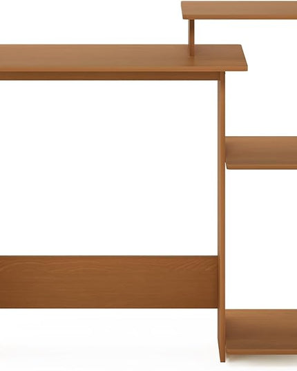 Furinno Efficient Home Laptop Notebook Computer Desk with Square Shelves, Light Cherry/Black - LeafyLoom