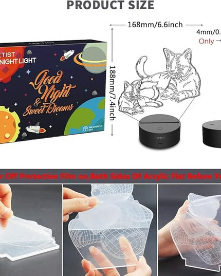 Pet Cat lamps 3D Cat Night Light Pet Cat Optical Illusion Nightlights Cat 3D Lamp 16 Colors Remote Control Perfect Cat Gifts Christmas Gifts Birthday Gift for Children Girls boys Room decor - LeafyLoom