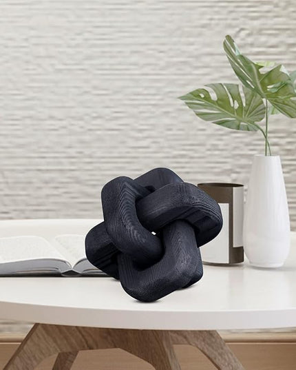 Black Wooden Knot Bohemian Decoration Hand-Carved Knot Black Coffee Table Decoration Suitable for Modern Home Bedroom Living Room Minimalist Decoration (Black) - LeafyLoom