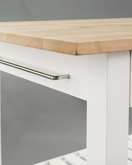 Casual Home Solid Hardwood Top, Natural/White, 40" W (373-91) Kitchen Island, Natural&White - LeafyLoom