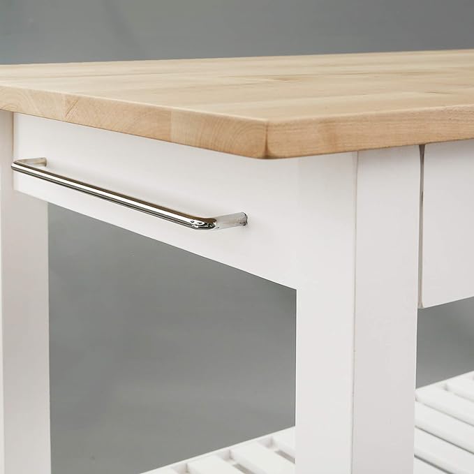 Casual Home Solid Hardwood Top, Natural/White, 40" W (373-91) Kitchen Island, Natural&White - LeafyLoom