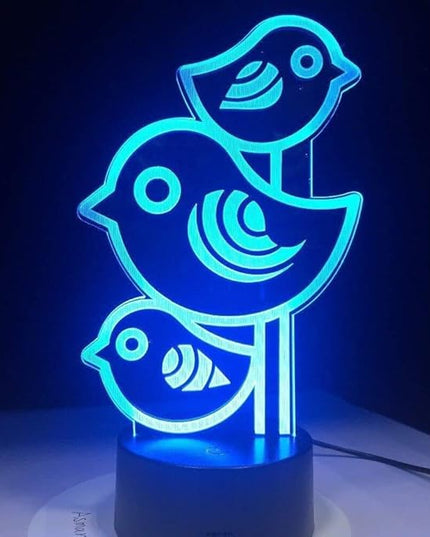 Lovely Little Birds 3D Night Lights,USB Charging LED Table Lamp Kid's Room Decors Optical Illusion 3D Arts Bedside Lamp Gifts for Kids Decor Gifts for Baby Son Daughter or Grand Daughter - LeafyLoom