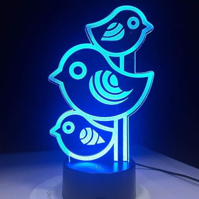 Lovely Little Birds 3D Night Lights,USB Charging LED Table Lamp Kid's Room Decors Optical Illusion 3D Arts Bedside Lamp Gifts for Kids Decor Gifts for Baby Son Daughter or Grand Daughter - LeafyLoom