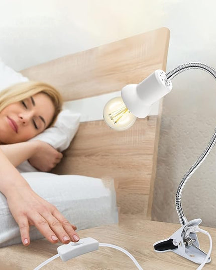 Flexible Clip Lamp Holder Clip Desk Lamp Holder Clamp Lamp Fixture with 40CM Swing Arm Clamp Clip on Light for Reading Bed Headboard Computer Home Office - LeafyLoom