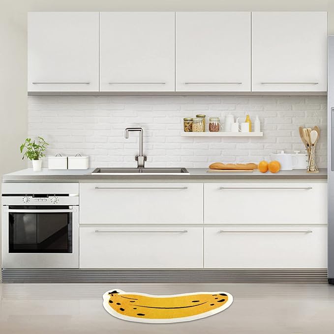 Banana Bath Rugs for Bathroom Non Slip Super Absorbent Bath Mat for Floor Bathmats Washable Yellow Cartoon Bathrugs Carpet Soft Shower Tub Rugs Thick Kitchen Doormat Home Decor 17.7x39.4inch/45x100cm - LeafyLoom