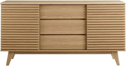 Modway Render 63" Mid-Century Modern Sideboard Buffet Table or TV Stand in Oak - LeafyLoom