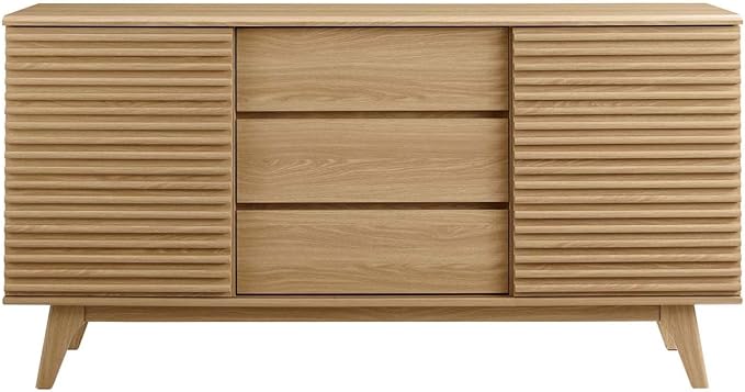 Modway Render 63" Mid-Century Modern Sideboard Buffet Table or TV Stand in Oak - LeafyLoom