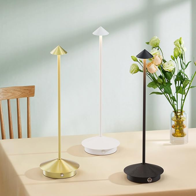 2-Pack 6000mAh Rechargeable LED Table Lamps,Outdoor Cordless Table Lamp Waterproof Portable, 3-Color Stepless Dimmable Modern Lamp for Restaurant/Bedroom(Pink) - LeafyLoom