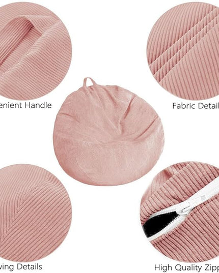 Kisoy Bean Bag Chair Cover (No Filler) Stuffed Animal Storage Bean Bag Cover Pets Dogs/Cats Lazy Beds. Washable Ultra Soft Corduroy Stuffed for Organizing Plush Toys or Textile, Sack Bean Bag - LeafyLoom