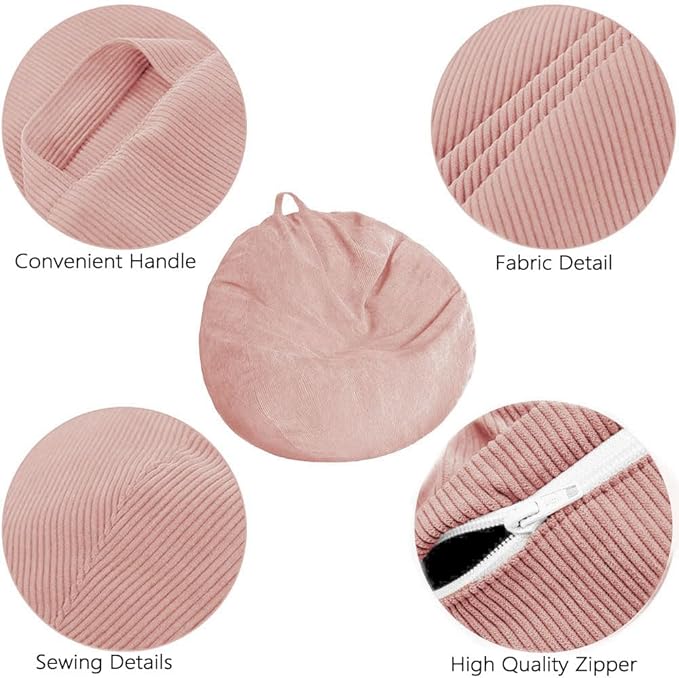 Kisoy Bean Bag Chair Cover (No Filler) Stuffed Animal Storage Bean Bag Cover Pets Dogs/Cats Lazy Beds. Washable Ultra Soft Corduroy Stuffed for Organizing Plush Toys or Textile, Sack Bean Bag - LeafyLoom