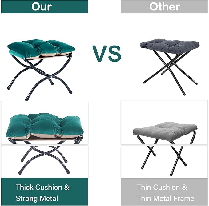 LITA Lazy Chair with Ottoman, Modern Accent Leisure Upholstered Sofa Chair, Contemporary Lounge Reading Chair with Armrests and a Side Pocket for Living Room, Bedroom & Small Space, Dark green - LeafyLoom