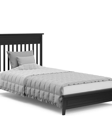 Storkcraft Petal 4-in-1 Convertible Mini Crib (Black) – GREENGUARD Gold Certified, Converts to Daybed and Twin-Size Bed, includes Bonus 2.75-inch Mini Crib Mattress - LeafyLoom
