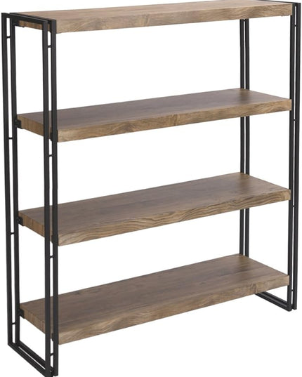4 Tier Bookshelf Rustic Industrial Bookcase Etagere Open Office Book Shelf, Sonoma Oak - LeafyLoom