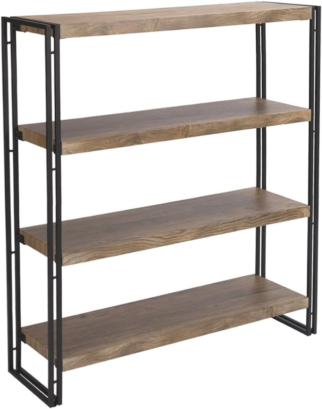 4 Tier Bookshelf Rustic Industrial Bookcase Etagere Open Office Book Shelf, Sonoma Oak - LeafyLoom