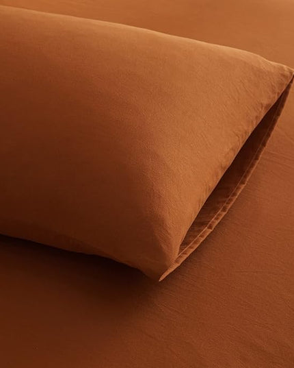 HighBuy Full Size Sheet Sets Caramel Pumpkin - 4 Piece Bed Sheets and Pillowcase Set for Full Bed Mattress - Rust Cooling Sheets Soft Deep Pocket Sheets,Fitted Sheets,Full Bed Sheets,Pumpkin - LeafyLoom